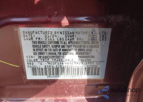 2024 Nissan Sentra Sv Xtronic Cvt z USA, uszkodzony, nr VIN 3N1AB8CV2RY282717